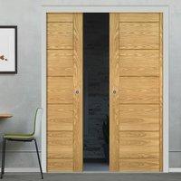 Deanta Double Pocket Seville Oak Panel Door, Prefinished