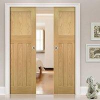 Deanta Double Pocket Cambridge Period Oak Door, Unfinished