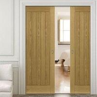 Deanta Double Pocket Ely Unfinished Oak Door