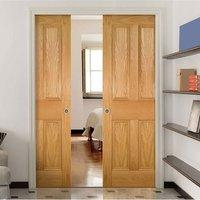 Deanta Double Pocket Kingston Oak Door, Unfinished