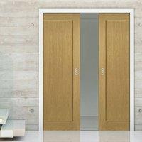 Deanta Double Pocket Walden Real American Oak Veneer Door, Unfinished