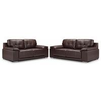 Dexter 3 and 2 Seater Leather Suite Brown