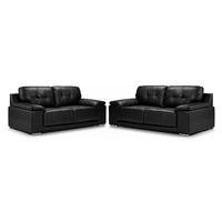 Dexter 3 and 2 Seater Leather Suite Black