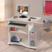 Denton Modern Computer Desk In White With Castors