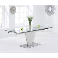 Deluca Glass Dining Table In Clear With Stainless Steel Base