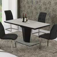 denver extendable dining table small in grey black stone glass