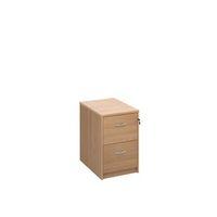 DELUXE EXECUTIVE 2 DRAWER FILING CABINET IN BEECH ANTI TILT FULLY LOCKING SUPPLIED WITH HANDLES ACCEPTS FOOLSCAP ONL