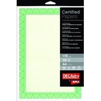 DECAdry Premium Certificates Watermarked 115gsm A4 Emerald Green Ref OSD4054 [Pack of 25]
