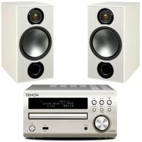 Denon DM40DAB Micro System with Monitor Audio Bronze 2 Speakers (Silver System, White Ash Speakers)