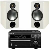 Denon DM40DAB Micro System with Monitor Audio Bronze 2 Speakers (Black System, White Ash Speakers)