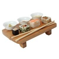 Dexam Bamboo Sushi Serving Kit Set, including Bowls, Table & Chopsticks 17851013