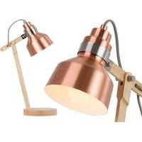 Dean Table Lamp, Wood & Brushed Copper