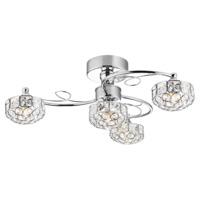 Designer Chrome Ceiling Light Fitting with Clear Crystal Glass Heads