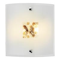 Designer Glass Flush Wall Light Bracket with Amber Inset Decoration