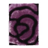 Deep Carved Vibrant Purple Shaggy Floral Print Rug Piccadilly 659 - 80cm x 150cm (2\'7 x 4\'11\