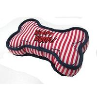 Denim Striped Dog Bone Toy Red (Pack of 6)