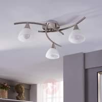 Della LED ceiling light, matt nickel, 3-bulb