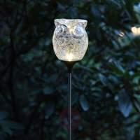 decorative led solar light owl broken glass look