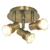 decco pack of 6 antique brass 3 lamp mini circular spot light