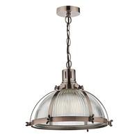 DEB0164 Debut Ceiling Pendant Light in Antique with Ribbed Glass Shade