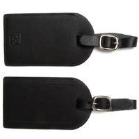 Design Go Leather Luggage Labels Twin Pack - Black, Black