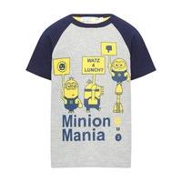 Despicable Me 3 boys cotton rich short sleeve minion character print slogan raglan t-shirt - Grey Marl