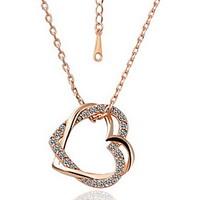Delicate 18K Gold Plated Alloy With Shining Crystal Heart-shaped Necklace