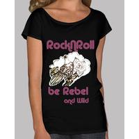 Deep collar women T-Shirt & Loose Fit, Black