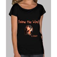 Deep collar women T-Shirt & Loose Fit, Black