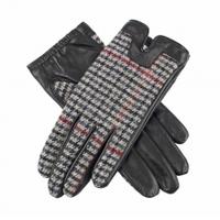 Dents Megan Tweed Back Leather Gloves, Black, 6.5