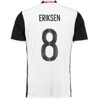 Denmark Away Shirt 2016 White with Eriksen 8 printing