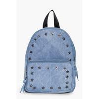 Denim Star Stud Rucksack - pale blue