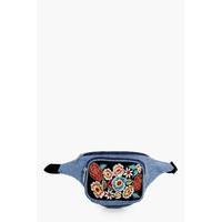 Denim Embroidered Bumbag - denim-blue