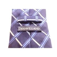 Dehavilland Quality Silk Tie Blue & Silver Square Design