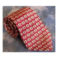 De Amanda hand made silk red tie with elephant print