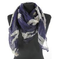 Deep Denim Purple Scarf With Sugar Cream Baby Cupid Angel Print