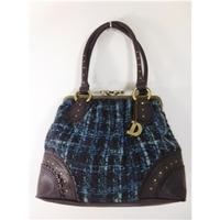 Dents Blue and Brown Tweed Handbag