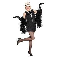 Deluxe Black Flapper Costume Large For 20s 30s Moll Bugsy Fancy Dress