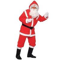 Deluxe Flannel Santa Suit Costume For Father Christmas Fancy Dress