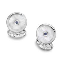 Deakin and Francis Round Pearl And Sapphire Cufflinks L0613X0003