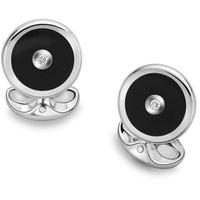 Deakin and Francis Round Onyx And Diamond Cufflinks L0613X0004