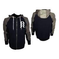 Destiny Hunter Extra Large Full Length Zipper Hoodie With Embroidery Black/Olive (hd208801des-xl)