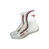 defeet aireator deline cycling socks white blue black medium