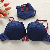 Demi-cup Bras Panties Sets, Push-up Nylon