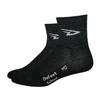 Defeet Wooleator Charcoal Cycling Socks - Charcoal / Small