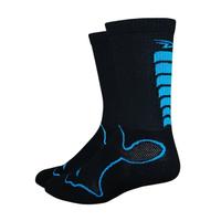 Defeet Levitator Trail Socks - Black / Process Blue / Medium