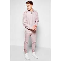 Destroyed Hooded Tracksuit - lilac