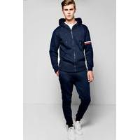 detail hooded tracksuit navy