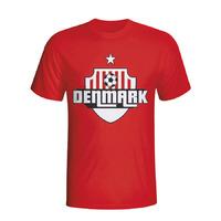 denmark country logo t shirt red kids