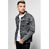 Denim Jacket With Badges - charcoal